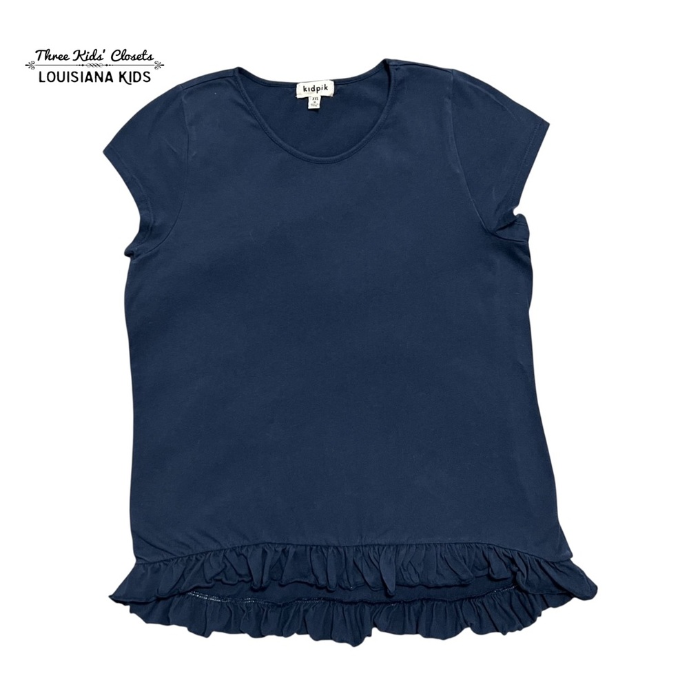 Kidpik XXL 16 Navy Blue Ruffle Hem Tee